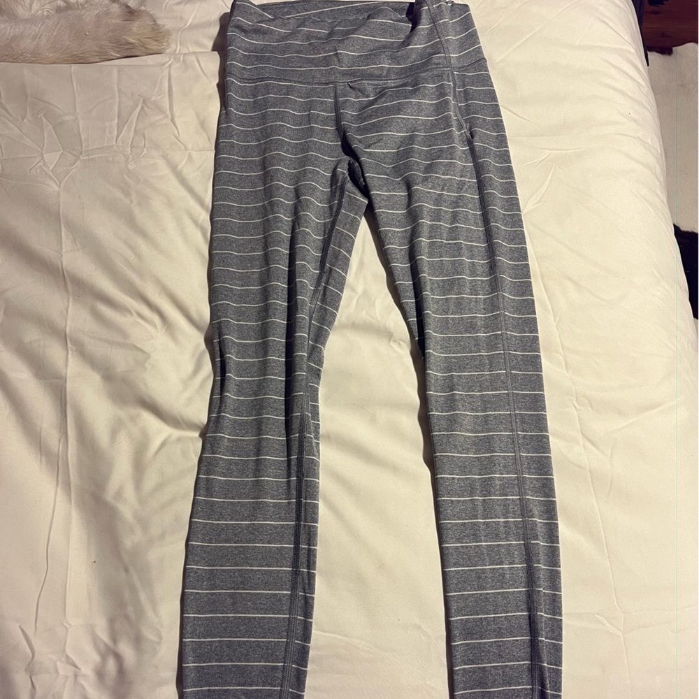 Athleta Gray Striped Leggings
